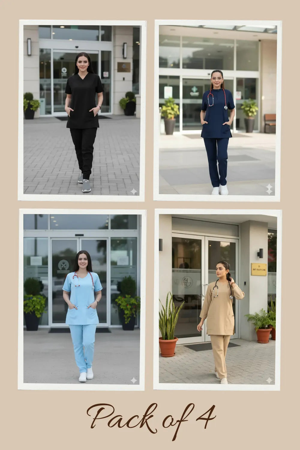 Pack of 4 – All Day Comfort Scrubs